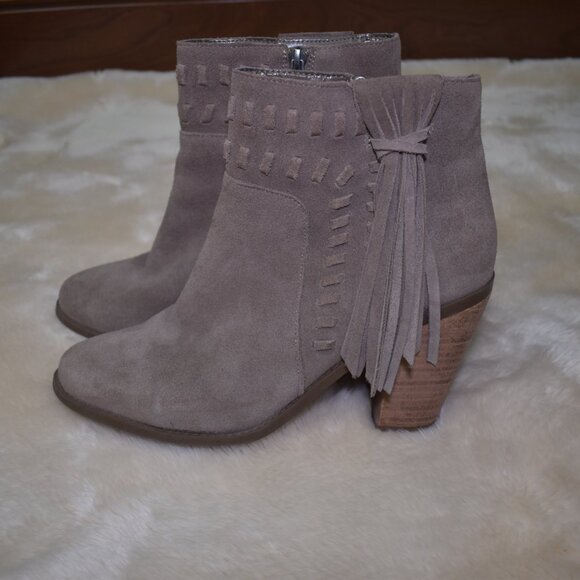 Jessica Simpson Suede Cowgirl Fringe Ankle Booties Brown Western Size 9.5 - Picture 10 of 13